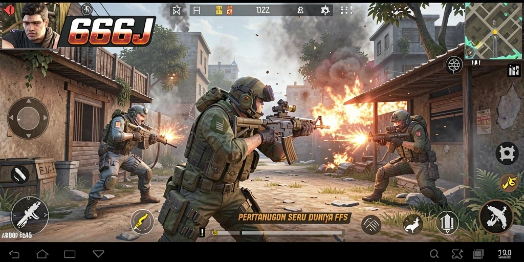 Tampilan mendebarkan dari gameplay FPS 666J dengan aksi penuh ketegangan.