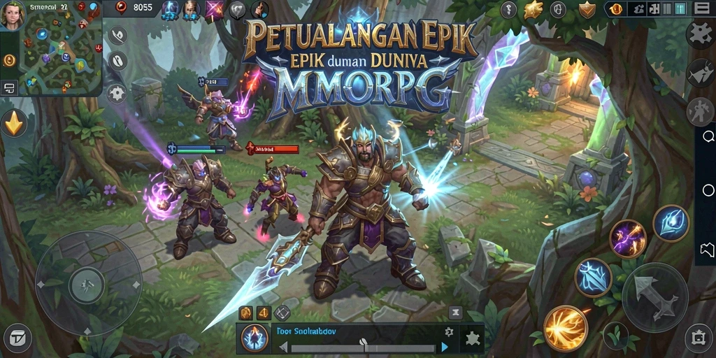 Screenshot gameplay 8055 menampilkan momen pertarungan epik dalam MMORPG.