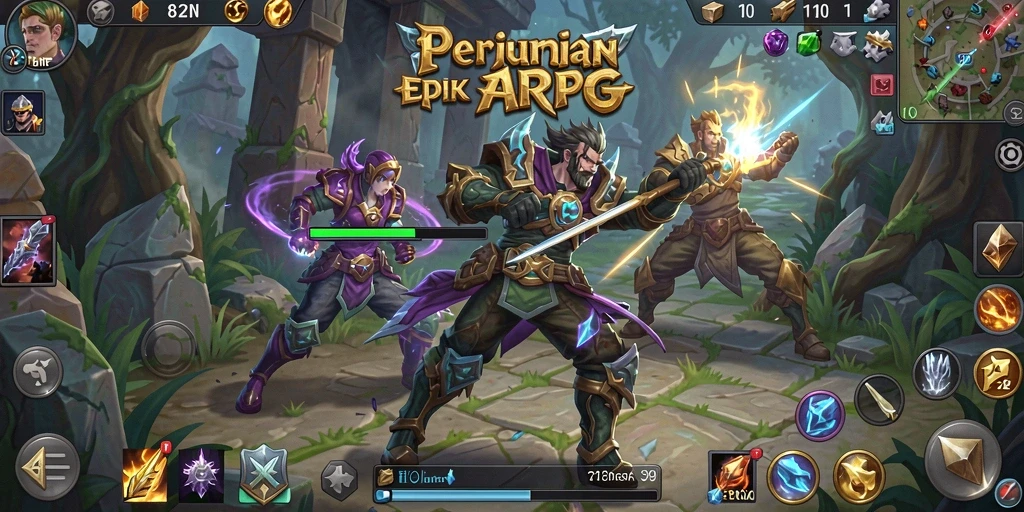 Tampilan gameplay yang menegangkan dalam petualangan ARPG.