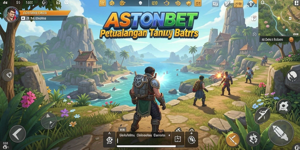Screenshot gameplay ASTONBET menampilkan petualangan seru di dunia terbuka.