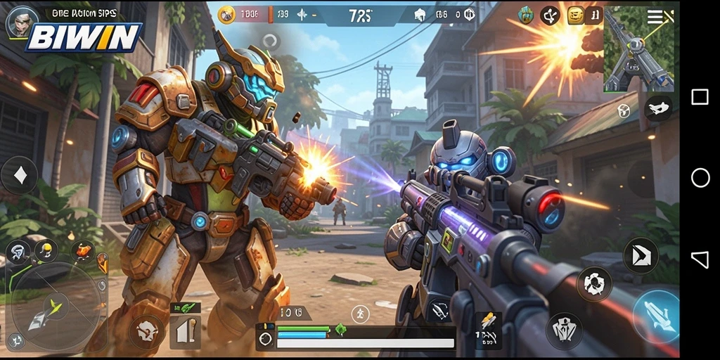 Screenshot gameplay BIWIN menampilkan aksi seru di dunia TPS.