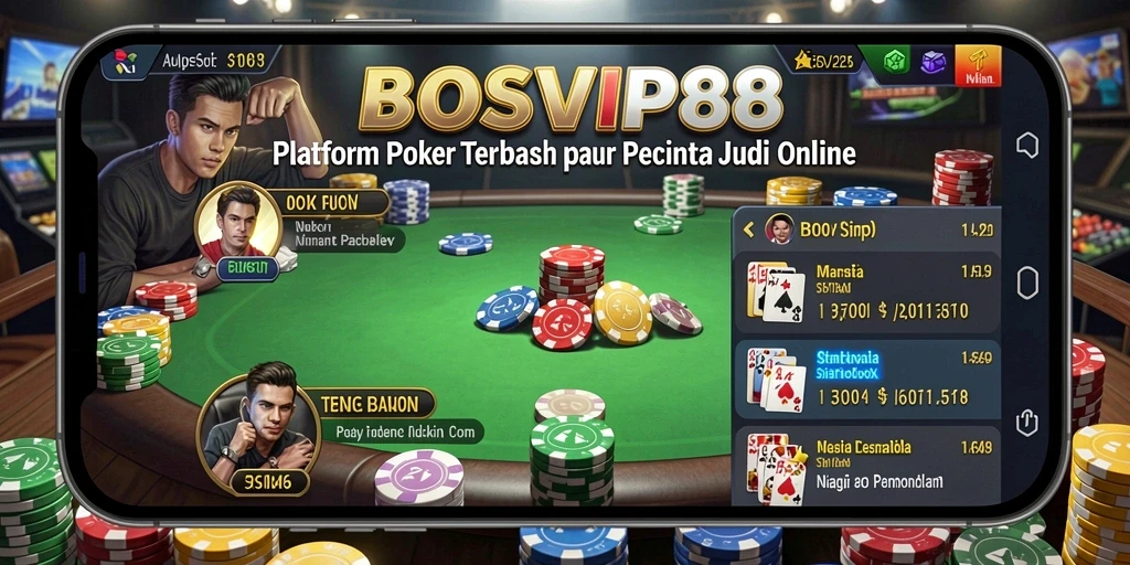Tampilan gameplay poker yang seru dan mengasyikkan di BOSVIP88.