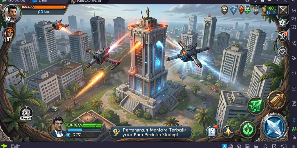 Screenshot DANA777 menampilkan aksi pertahanan menara yang mendebarkan.