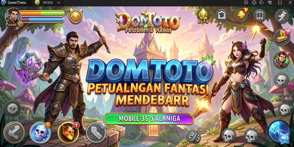 Tampilan gameplay menarik di dalam DOMTOTO dengan karakter beragam.