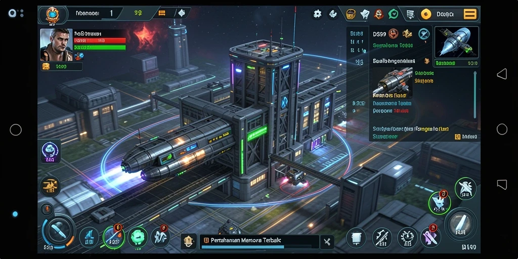 Tampilan gameplay strategis menarik di DS99 dengan berbagai menara.