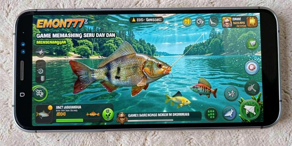 Screenshot EMON777 menampilkan aksi memancing yang mendebarkan.