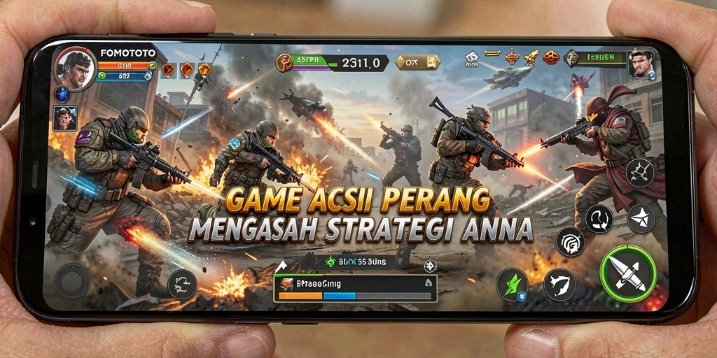 Tangkapan layar gameplay FOMOTOTO dengan aksi seru di medan perang.