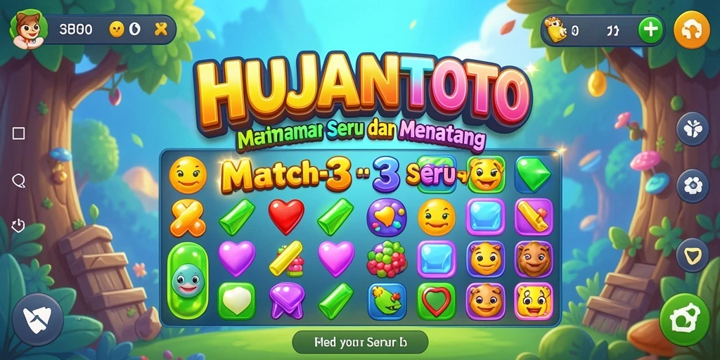 Tangkapan layar HUJANTOTO menampilkan game Match-3 yang penuh warna dan menantang.