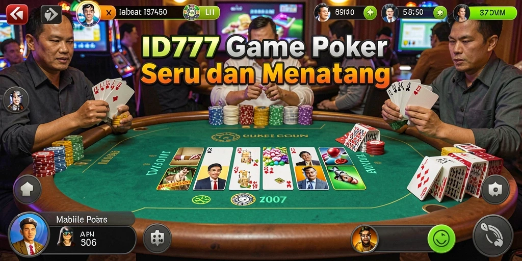 Tampilan gameplay Poker yang seru dan kompetitif di ID777.