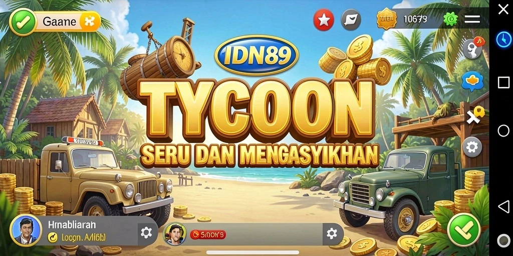 Tangkapan layar gameplay IDN89 yang menampilkan pengelolaan bisnis Tycoon.