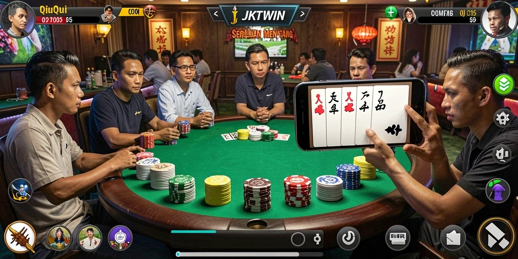 Screenshot gameplay QiuQiu JKTWIN yang menegangkan dan seru.