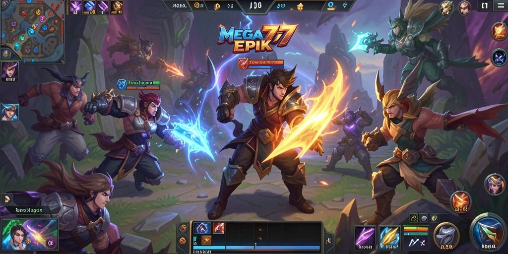 Tangkapan layar MEGA777 yang menunjukkan aksi pertempuran seru dalam permainan MOBA.