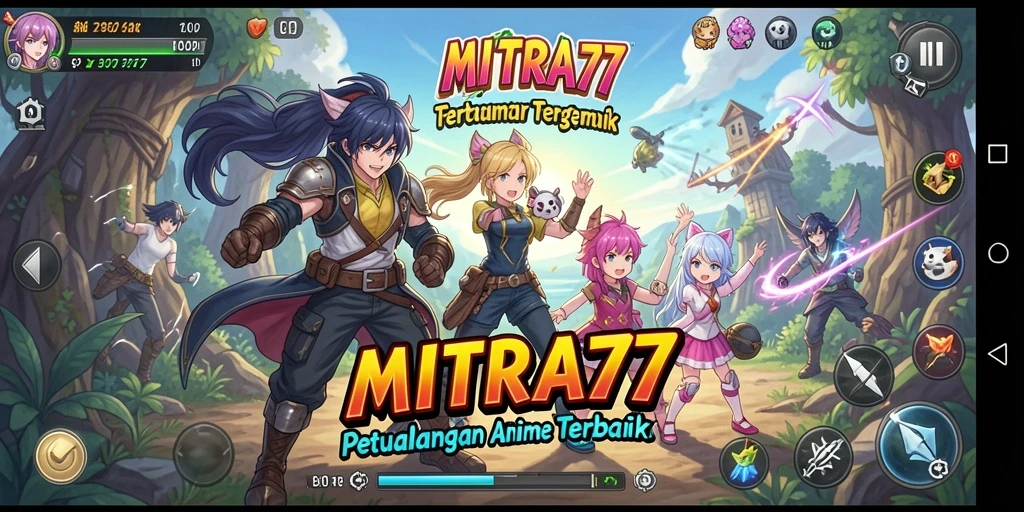 Screenshot gameplay MITRA77 yang menampilkan aksi karakter Anime.