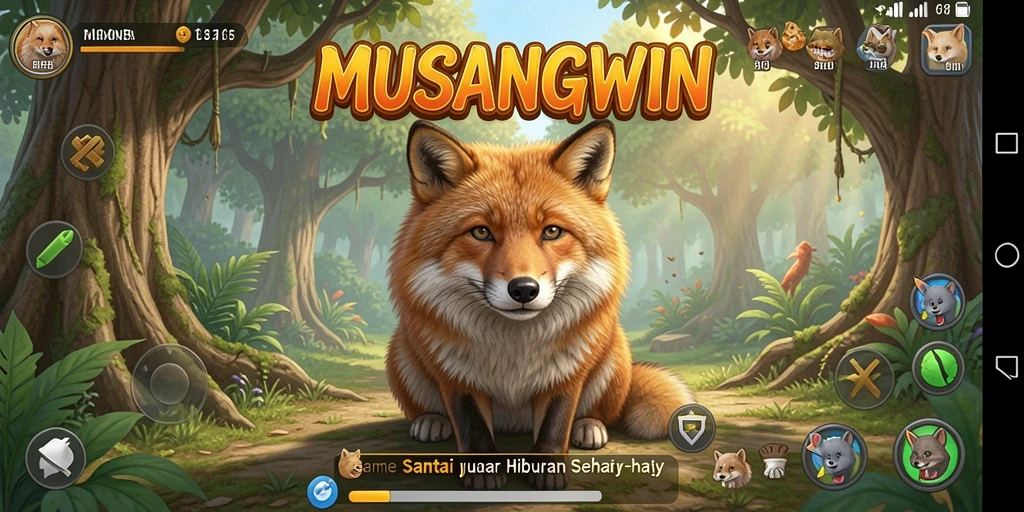Tampilan gameplay MUSANGWIN yang ceria dan menarik.