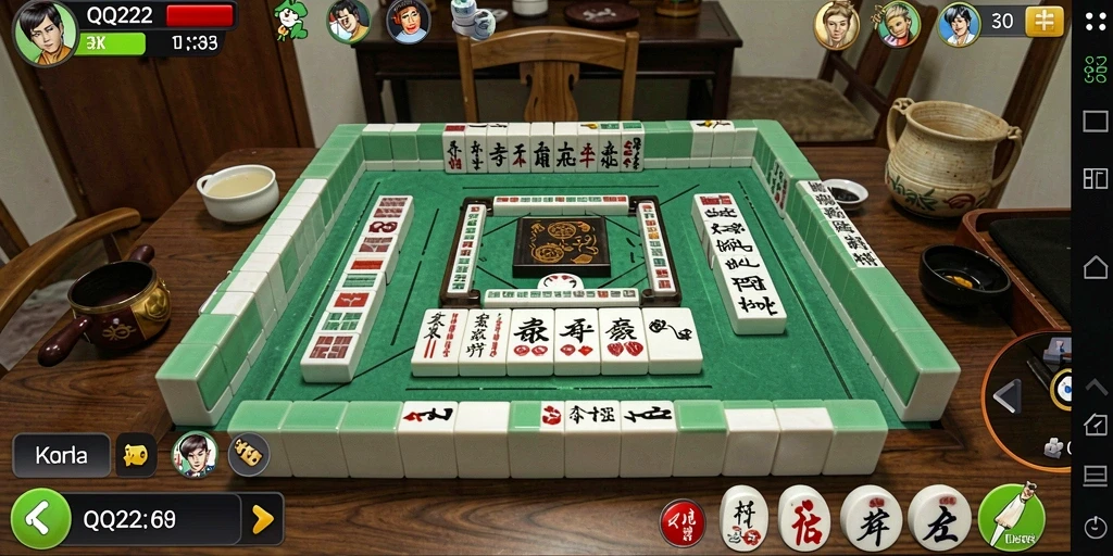 Tampilan gameplay Mahjong yang menarik dan interaktif di QQ222.