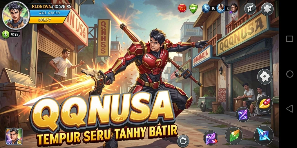 Tampilan seru gameplay QQNUSA dengan pertarungan yang epik.