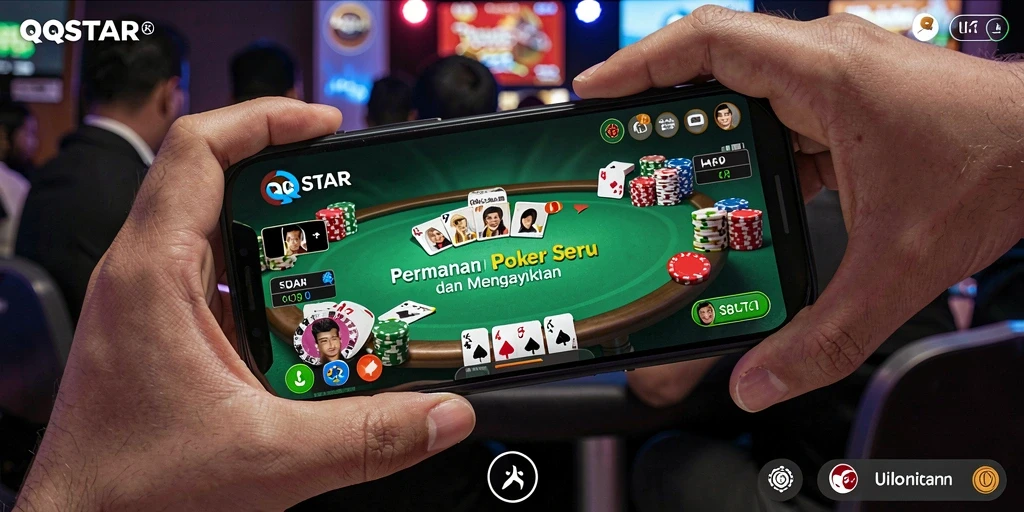 Tampilan gameplay menarik dalam QQSTAR saat bermain Poker.
