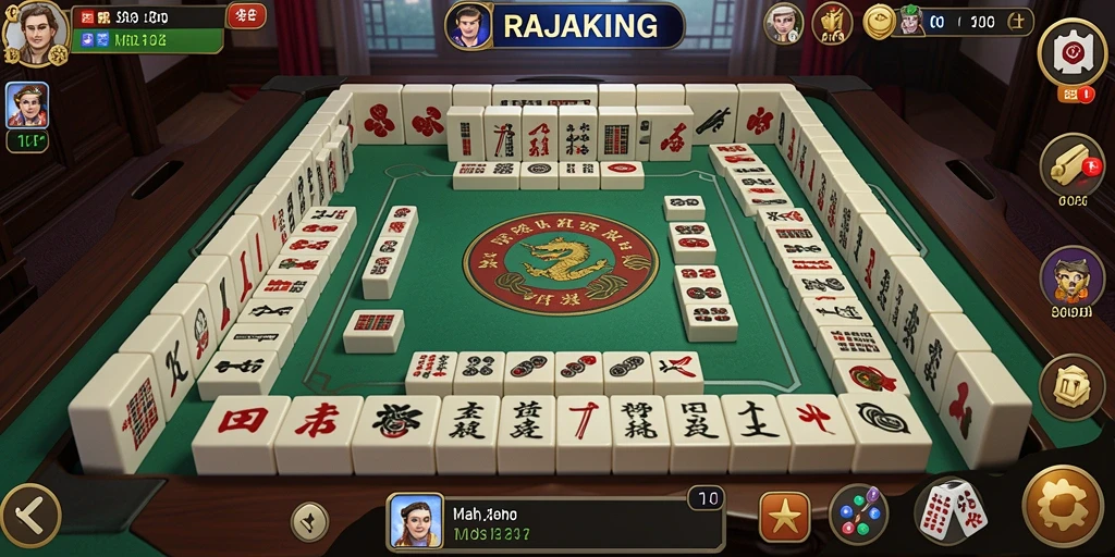 Tampilan gameplay seru RAJAKING dengan desain menarik dan tantangan Mahjong.