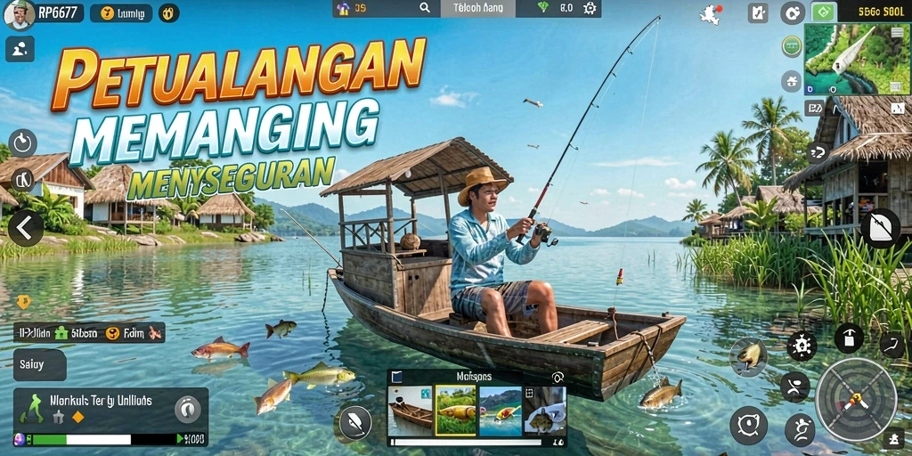 Screenshot gameplay RP6677 menampilkan aksi memancing yang seru dan mendebarkan.