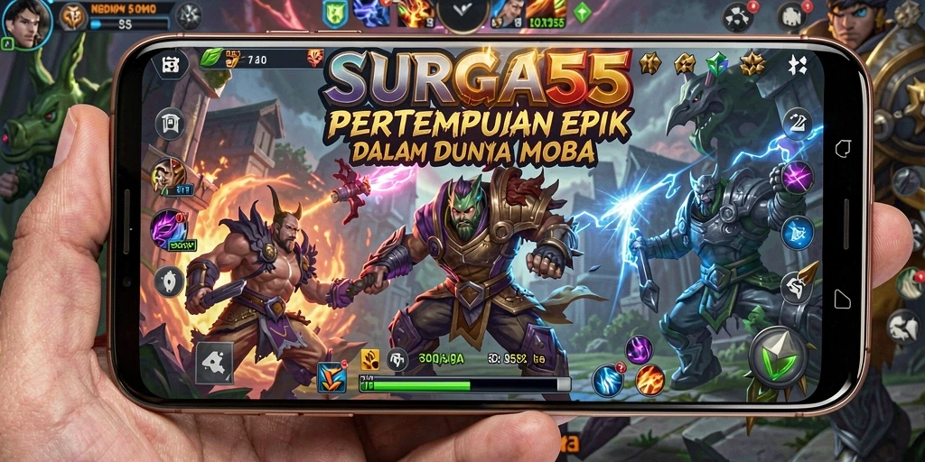 Tangkapan layar gameplay SURGA55 menampilkan pertempuran tim yang dramatis.