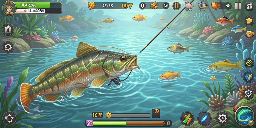 Tampilan gameplay ULAR288 yang seru dengan pengalaman memancing yang mendalam.
