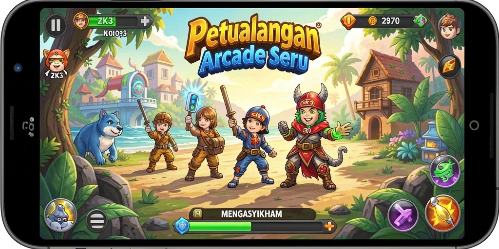 Screenshot gameplay ZK3 dengan efek visual menawan dan tantangan mencengangkan.
